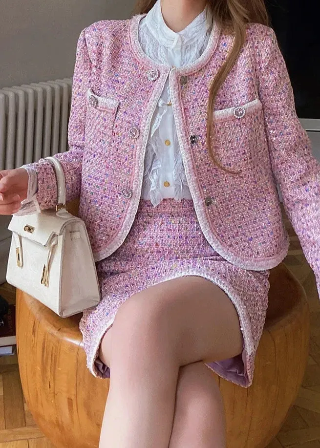 FATIMA Metallic Tweed Jacket and Skirt Set