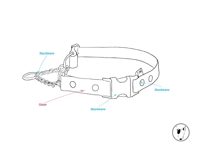Fully Customizable Adjustable Leather Martingale Dog Collar with Quick Release Buckle