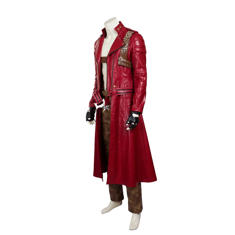 Game Devil May Cry Dante Cosplay Costume Red Trench Coat Halloween Men Mull Set