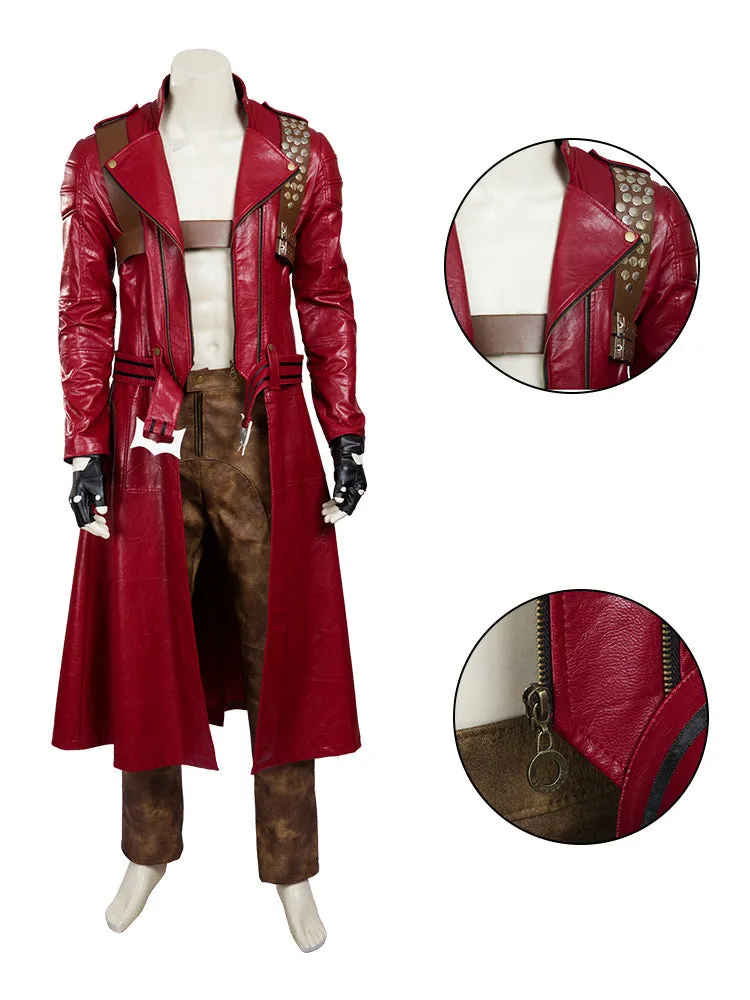 Game Devil May Cry Dante Cosplay Costume Red Trench Coat Halloween Men Mull Set