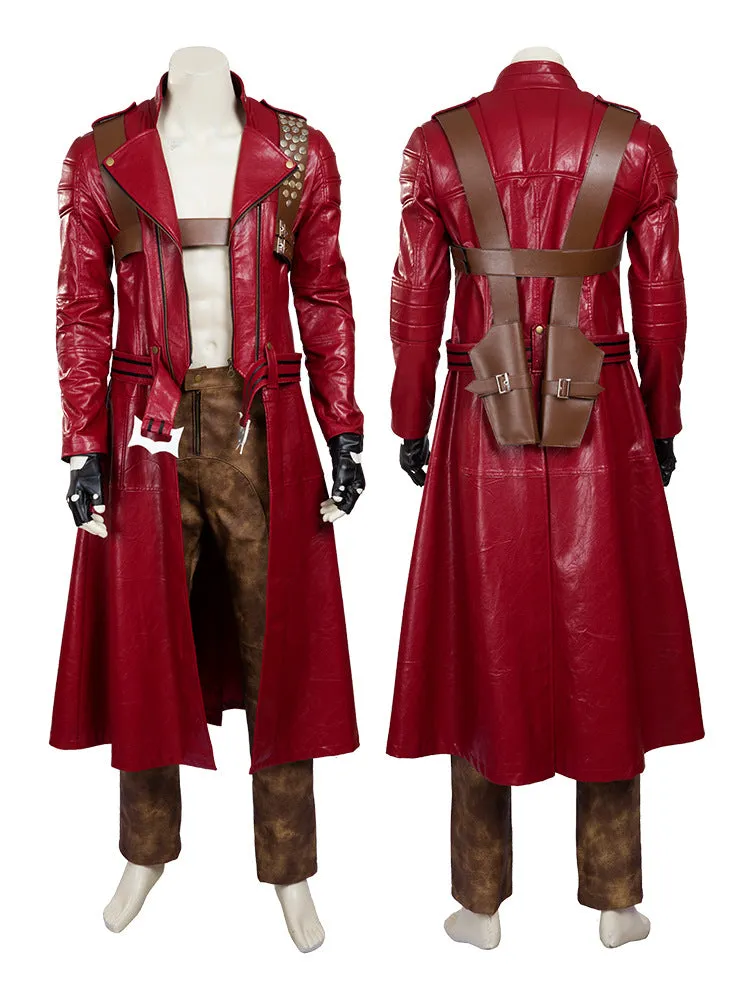 Game Devil May Cry Dante Cosplay Costume Red Trench Coat Halloween Men Mull Set