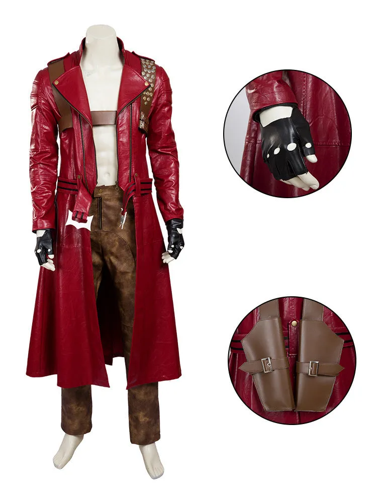 Game Devil May Cry Dante Cosplay Costume Red Trench Coat Halloween Men Mull Set