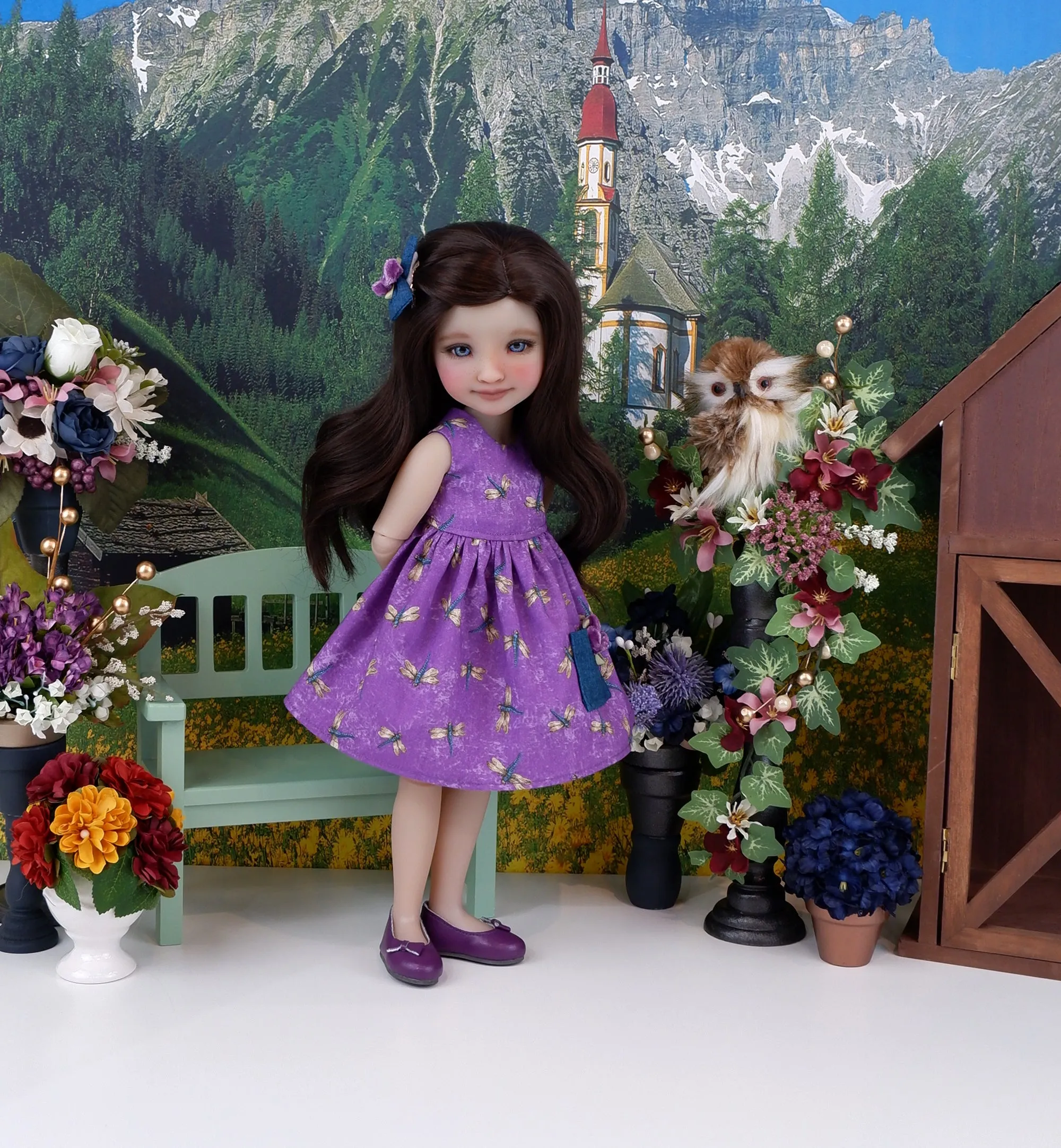 Garden Dragonfly - dress with shoes for Ruby Red Fashion Friends doll
