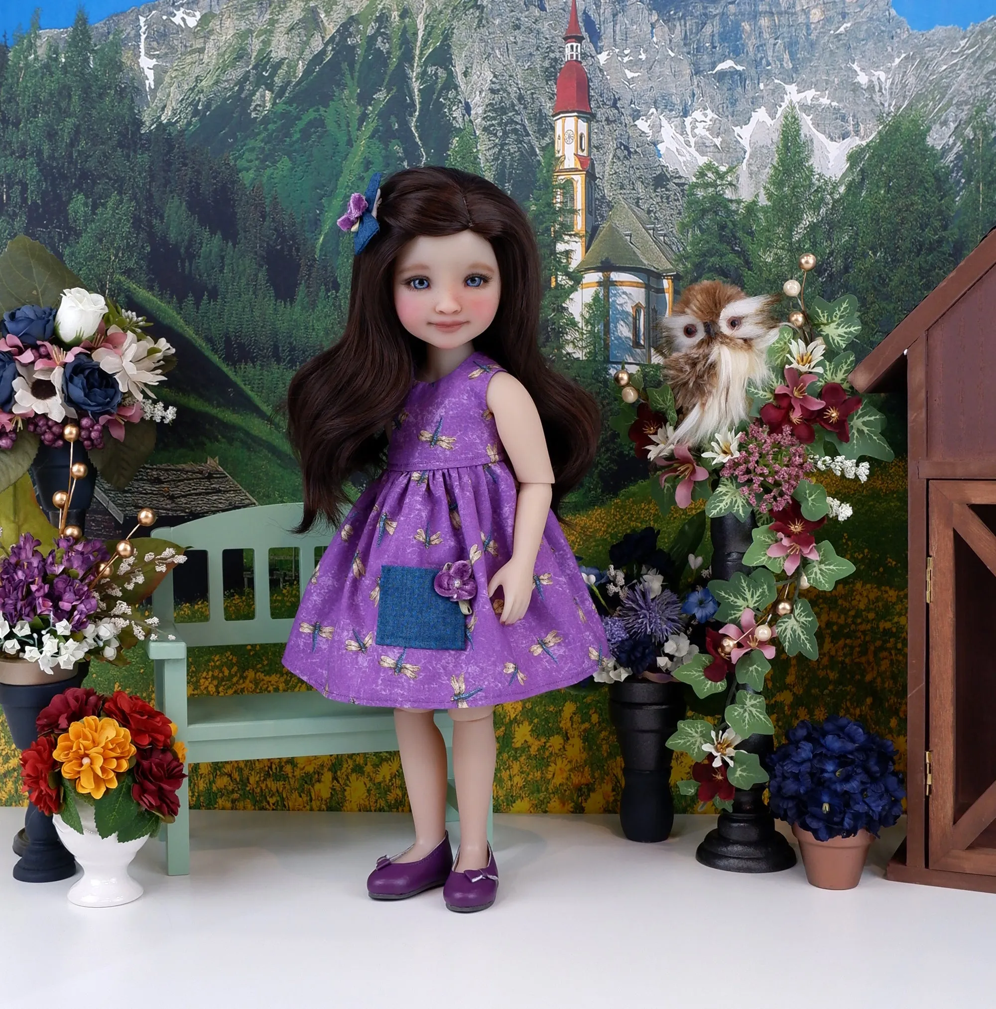 Garden Dragonfly - dress with shoes for Ruby Red Fashion Friends doll