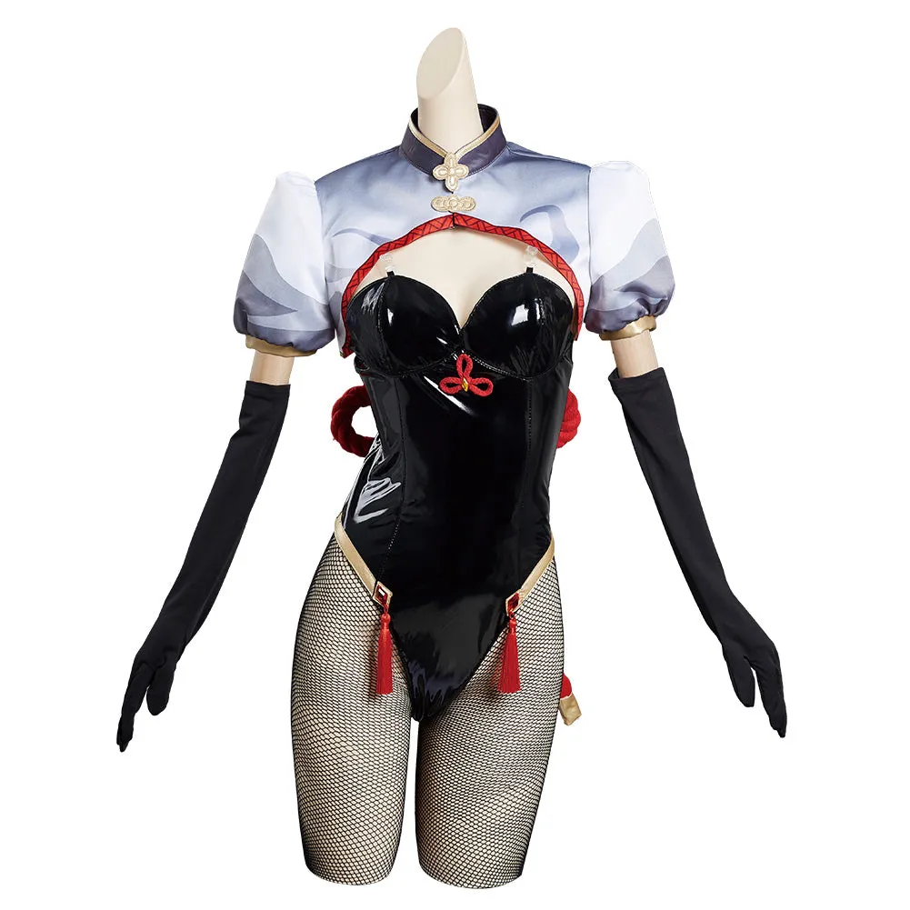 Genshin Impact Shen He Halloween Carnival Suit Cosplay Costume Bunny Girls Jumpsuit