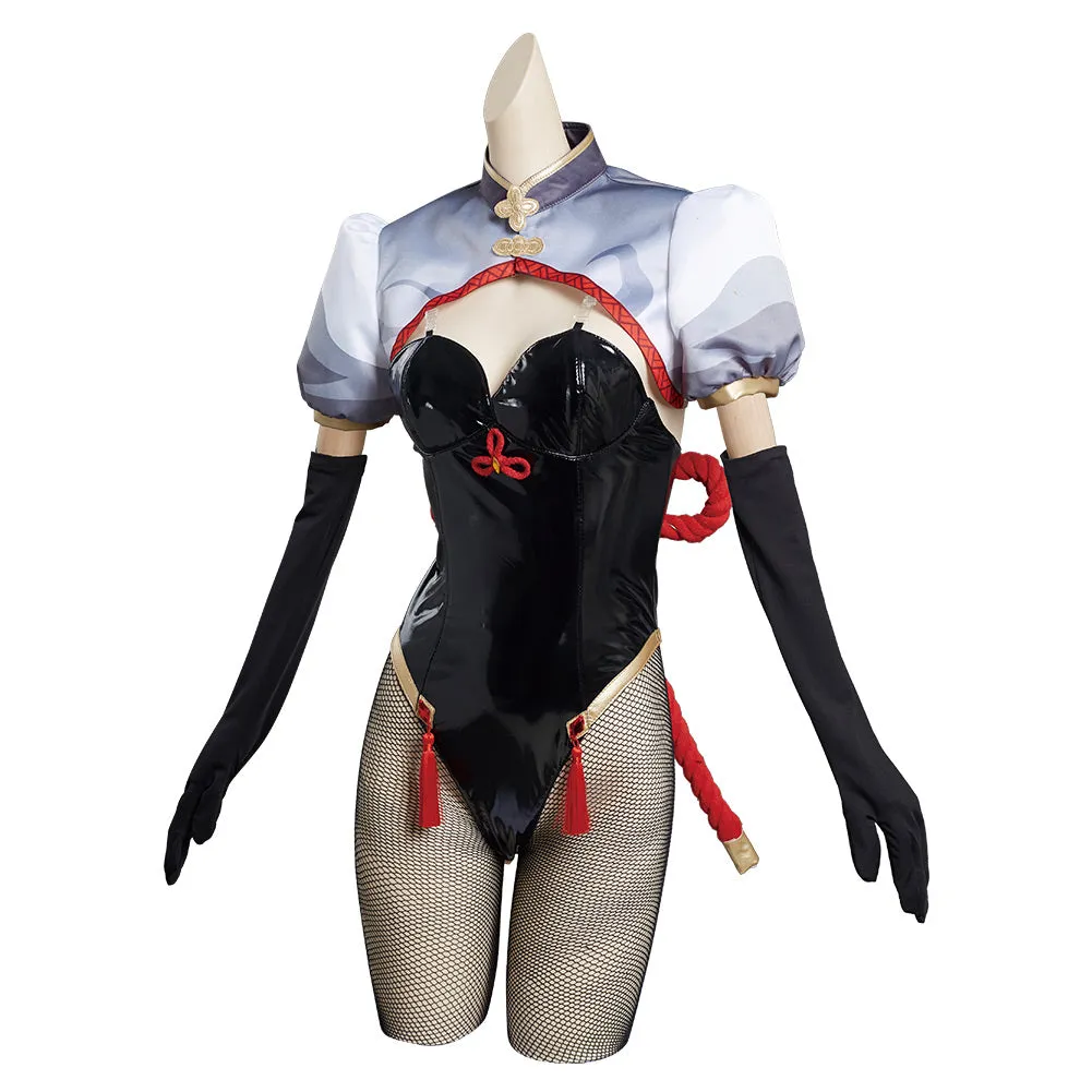 Genshin Impact Shen He Halloween Carnival Suit Cosplay Costume Bunny Girls Jumpsuit