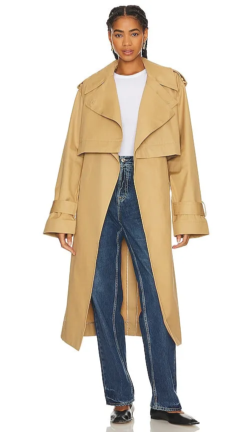 GRLFRND The Convertible Trench Coat in Tan