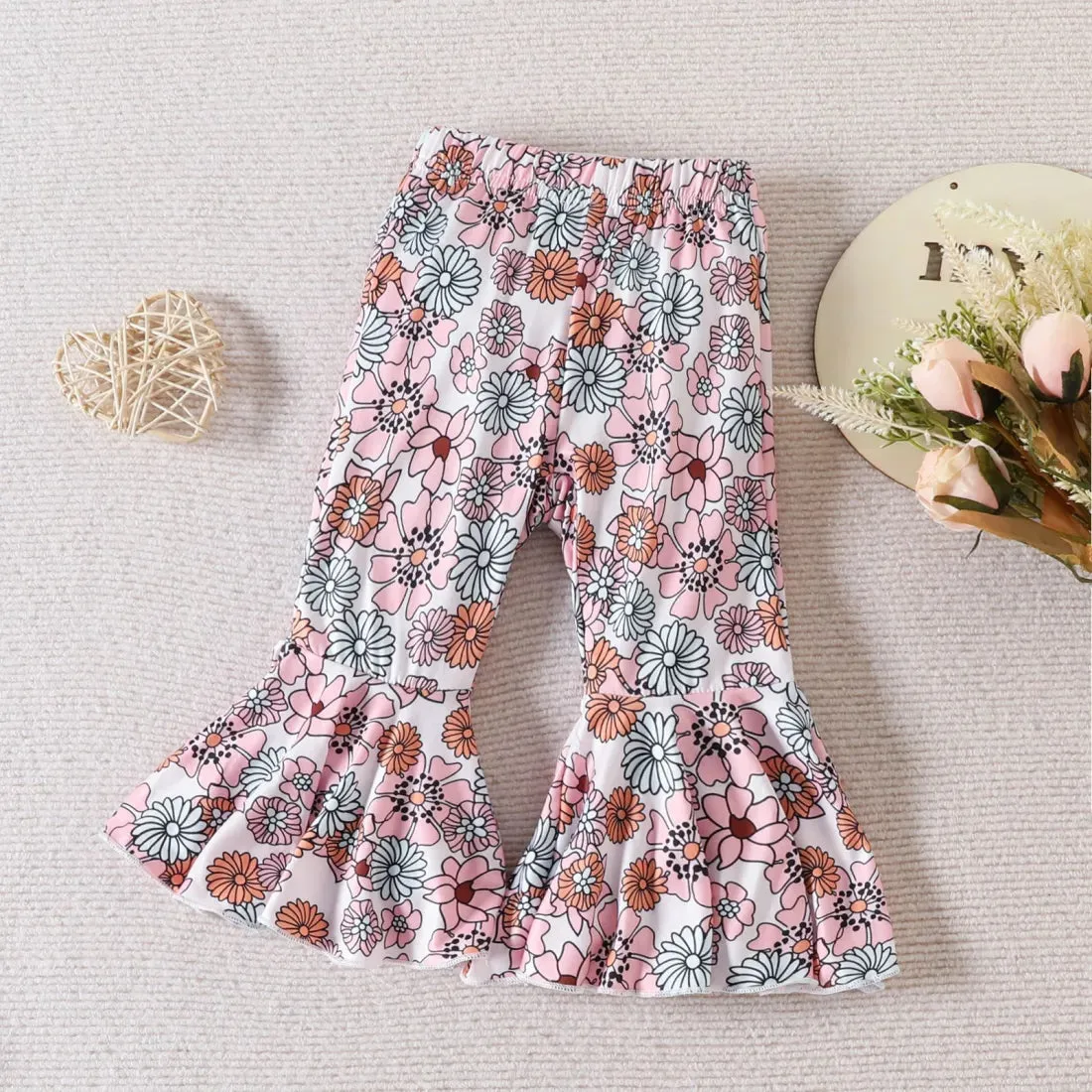 Halter Top and Floral Flared Pants Outfit