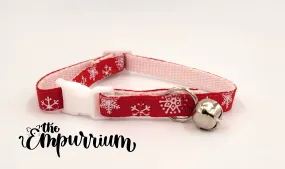 Holiday Cat Collar - Snowflakes - Red