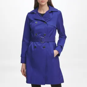 Hooded Trench Coat- Cobalt Blue