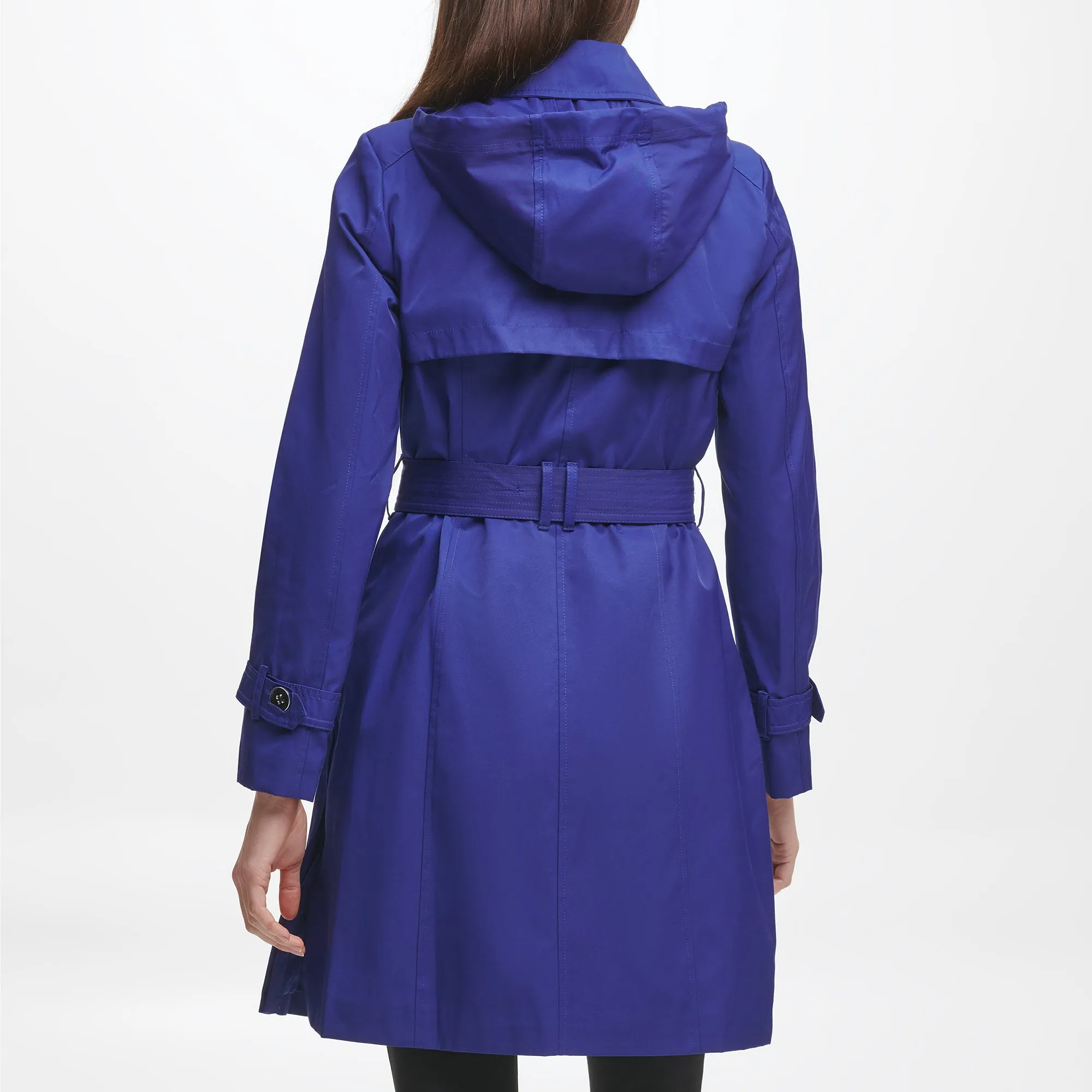 Hooded Trench Coat- Cobalt Blue