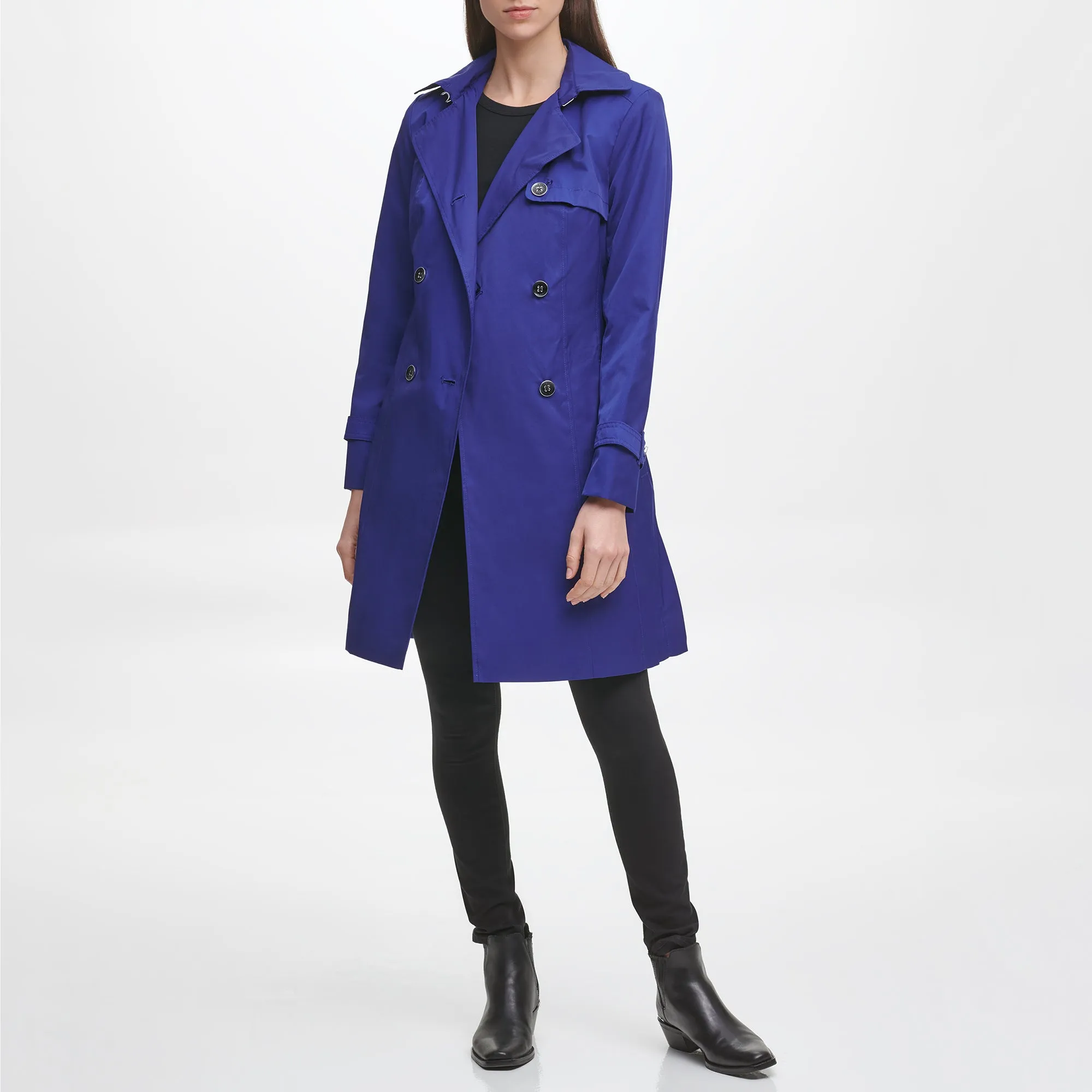Hooded Trench Coat- Cobalt Blue