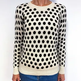 Ivory Black Dotty Cashmere Crew Neck Jumper Medium