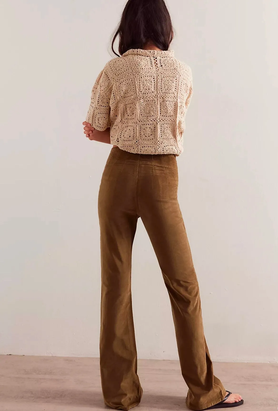 Jayde Cord Flare Jeans-Fir Green