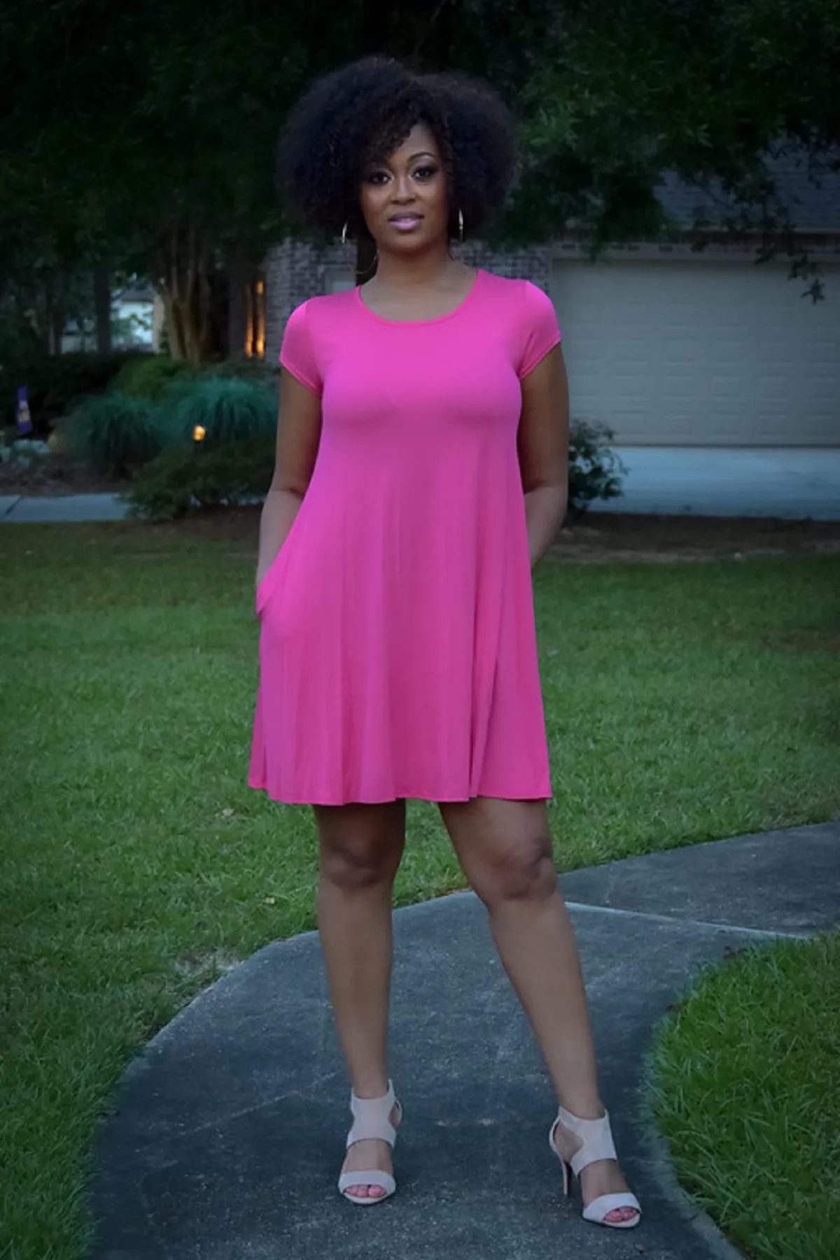 Jillian Swing Dress in Fuchsia