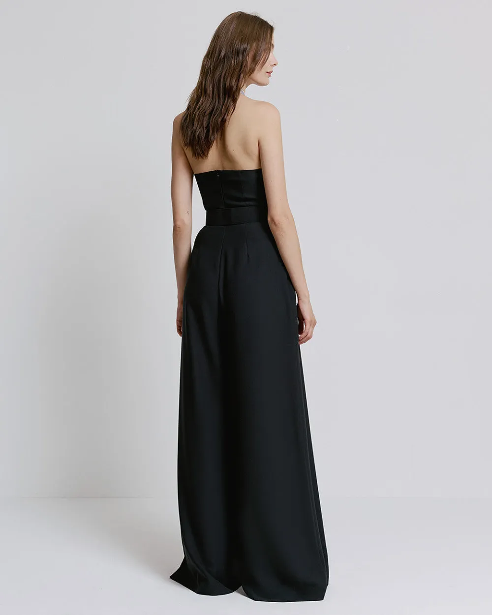 Jumpsuit with Rhinestone-Adorned Neckline