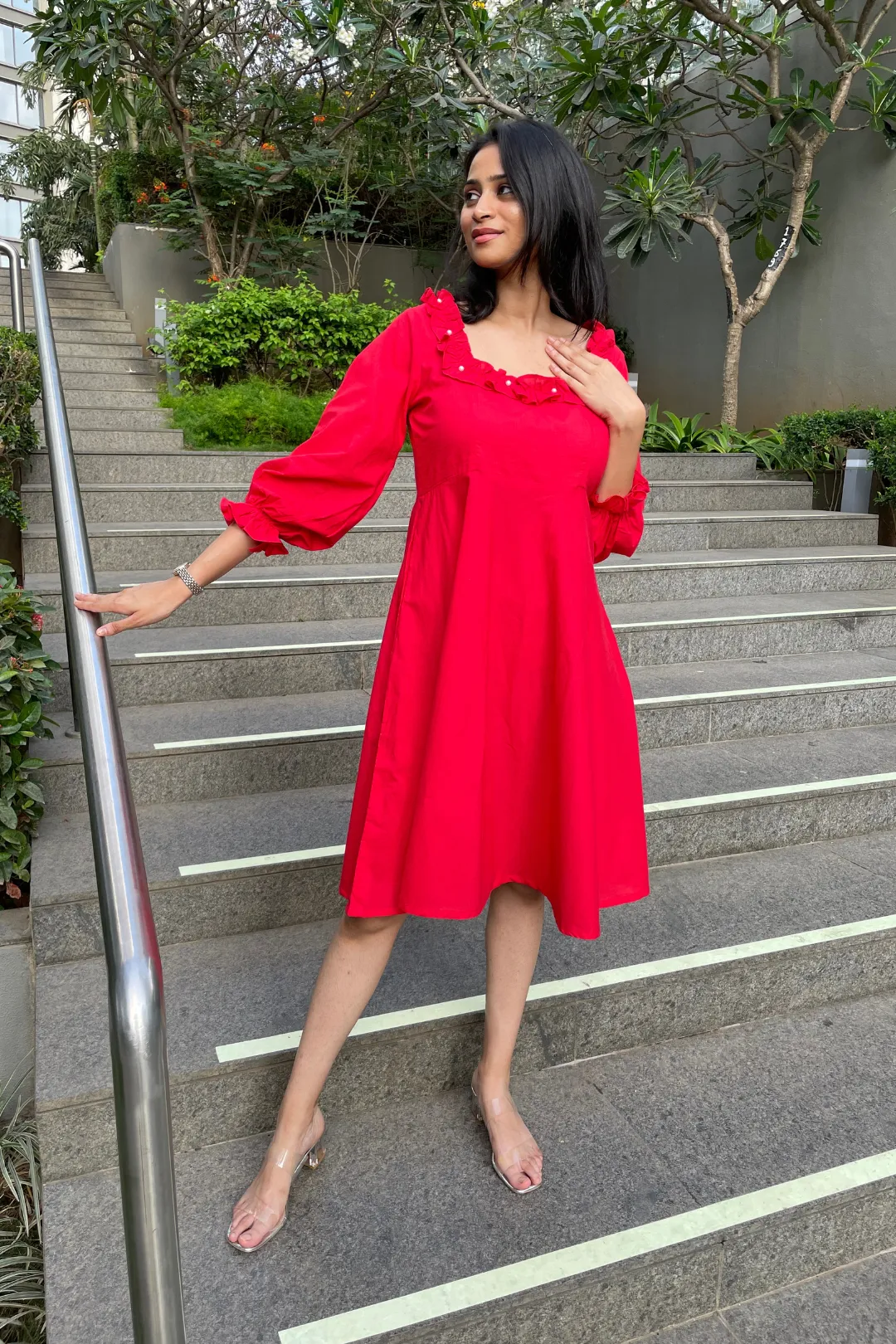 Katie - Red Flared Dress