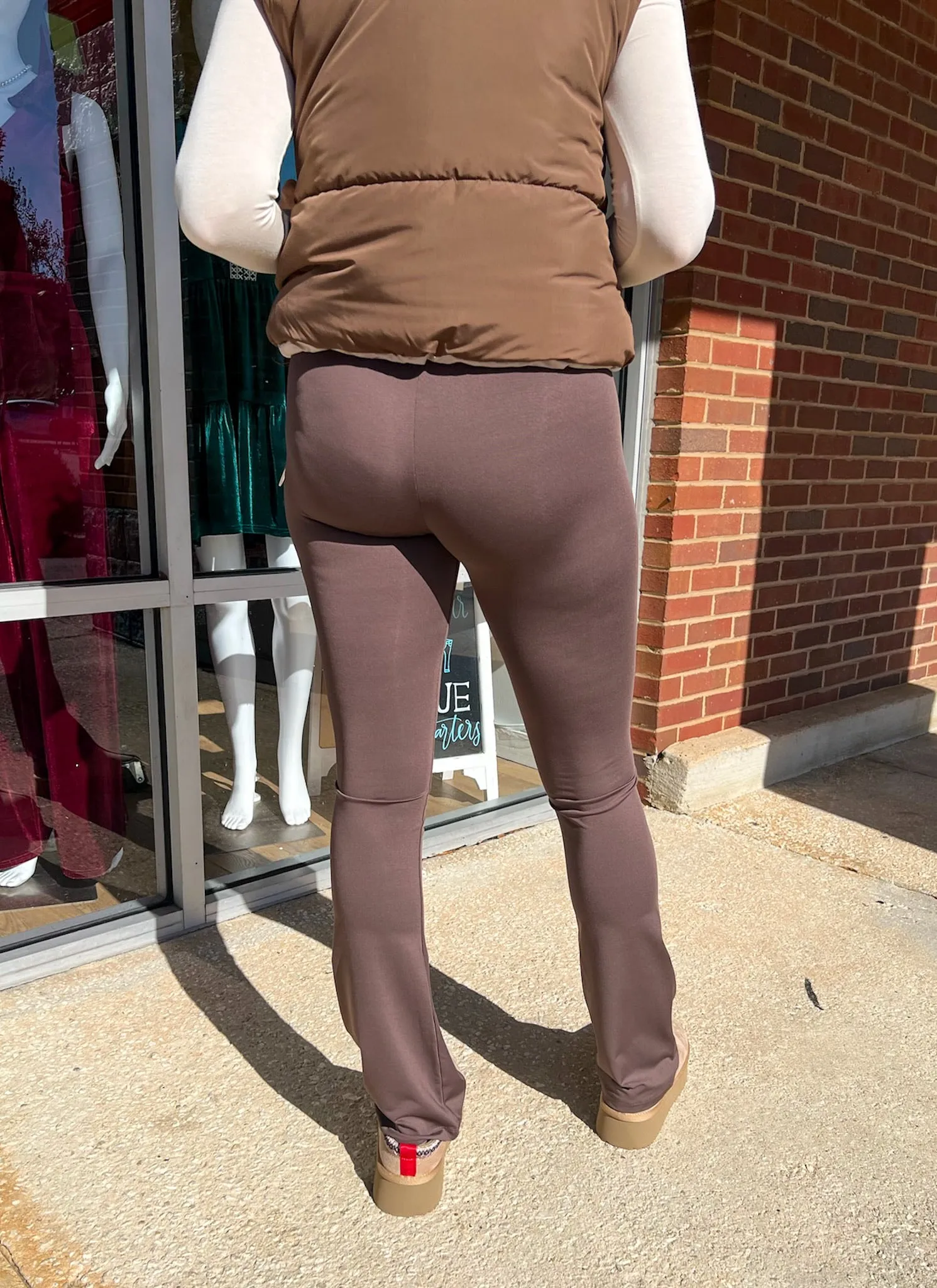 Keep Moving Cocoa High Waisted Buttery Soft Flare Leggings