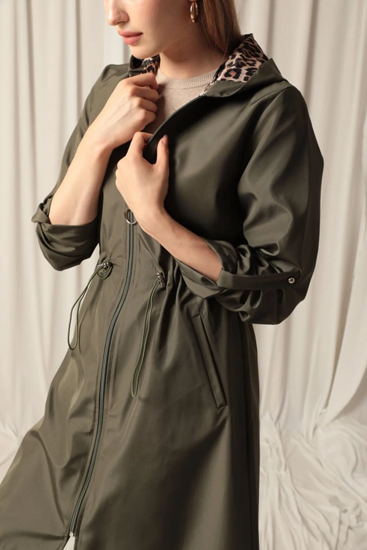 KKT Bondig Fabric Waterproof Women's Khaki Trench Coat - Santa Cruz