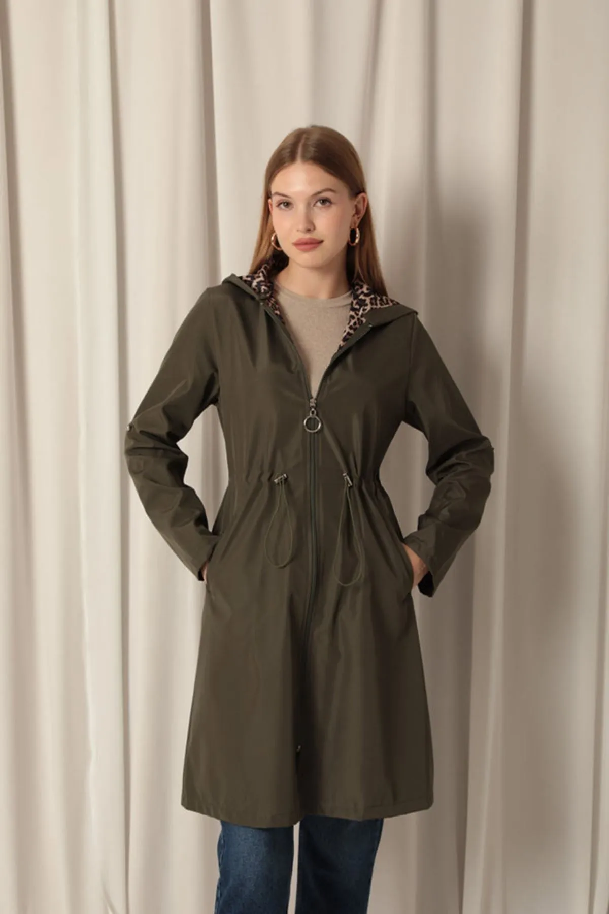 KKT Bondig Fabric Waterproof Women's Khaki Trench Coat - Santa Cruz