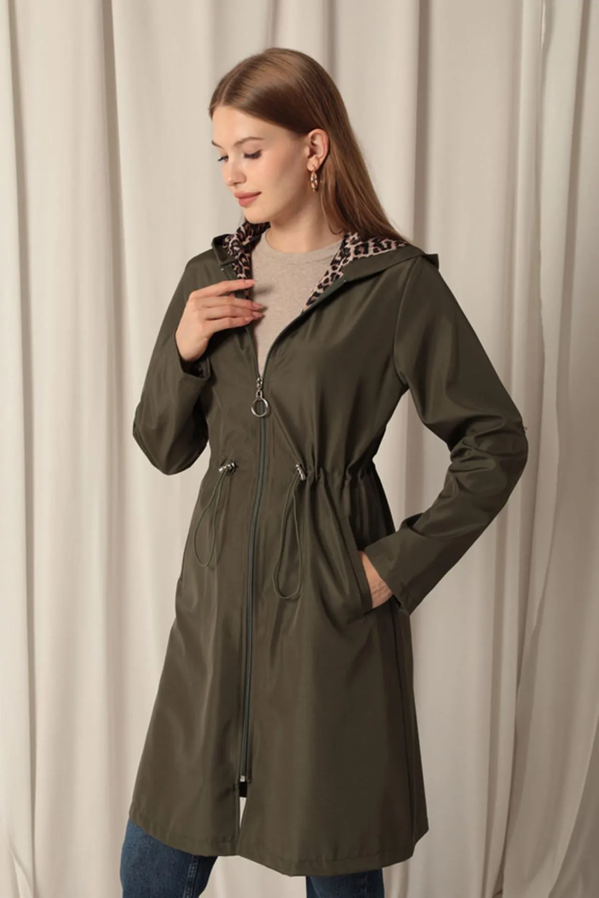 KKT Bondig Fabric Waterproof Women's Khaki Trench Coat - Santa Cruz