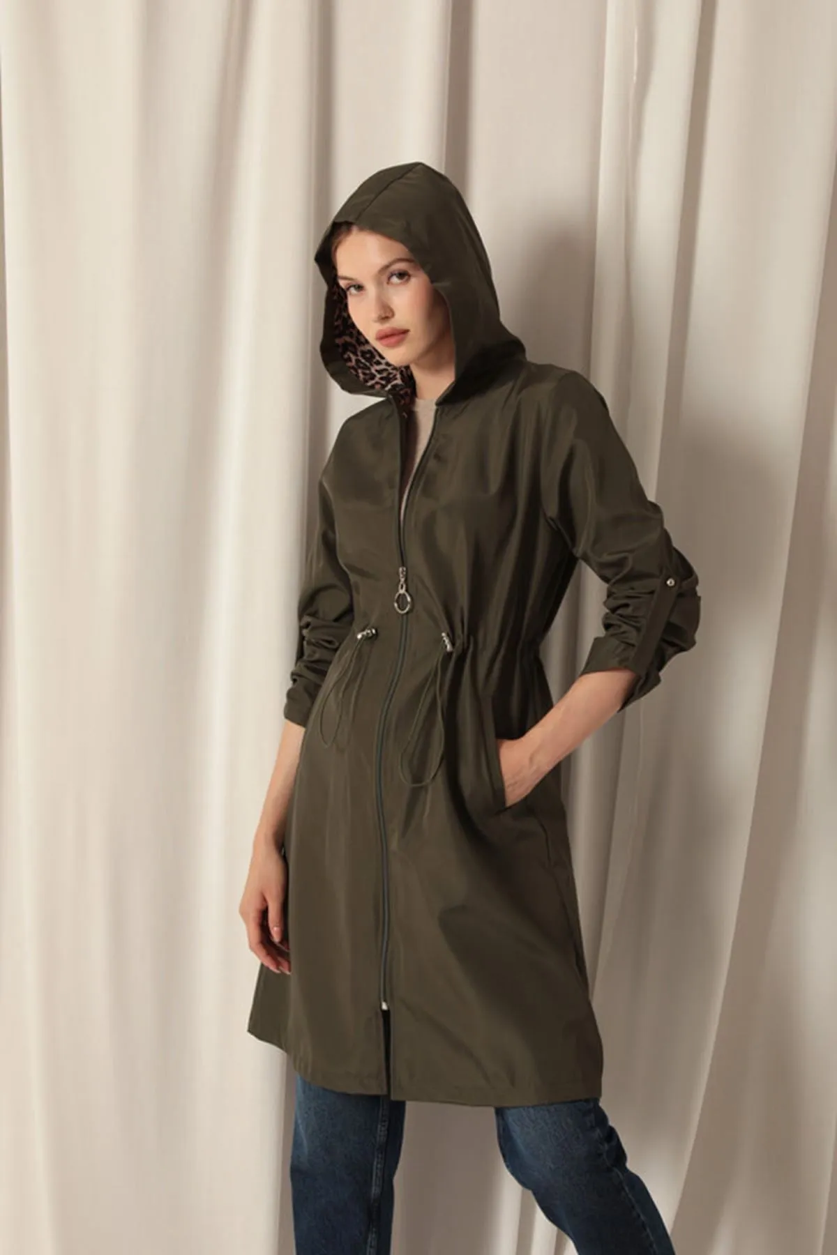 KKT Bondig Fabric Waterproof Women's Khaki Trench Coat - Santa Cruz