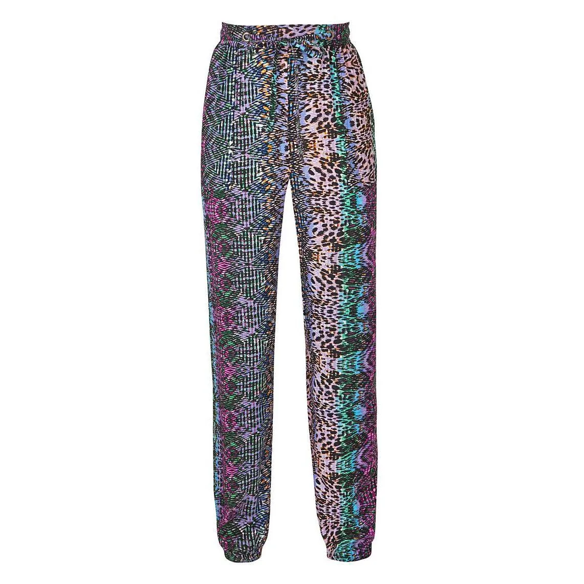 Label Be Printed Woven Harem Trousers Long Animal Print UK 10