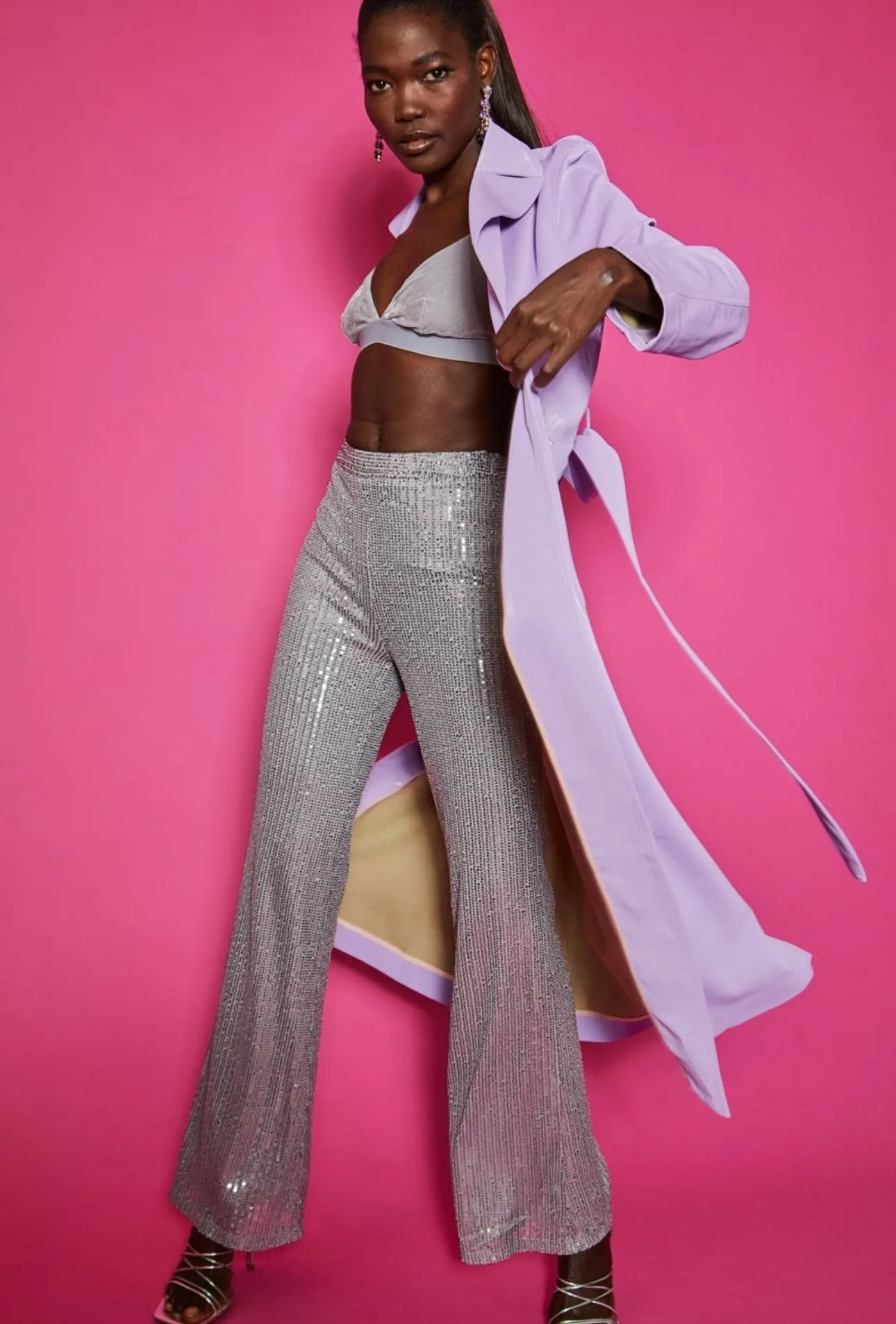 Lavender Faux Suede Trench