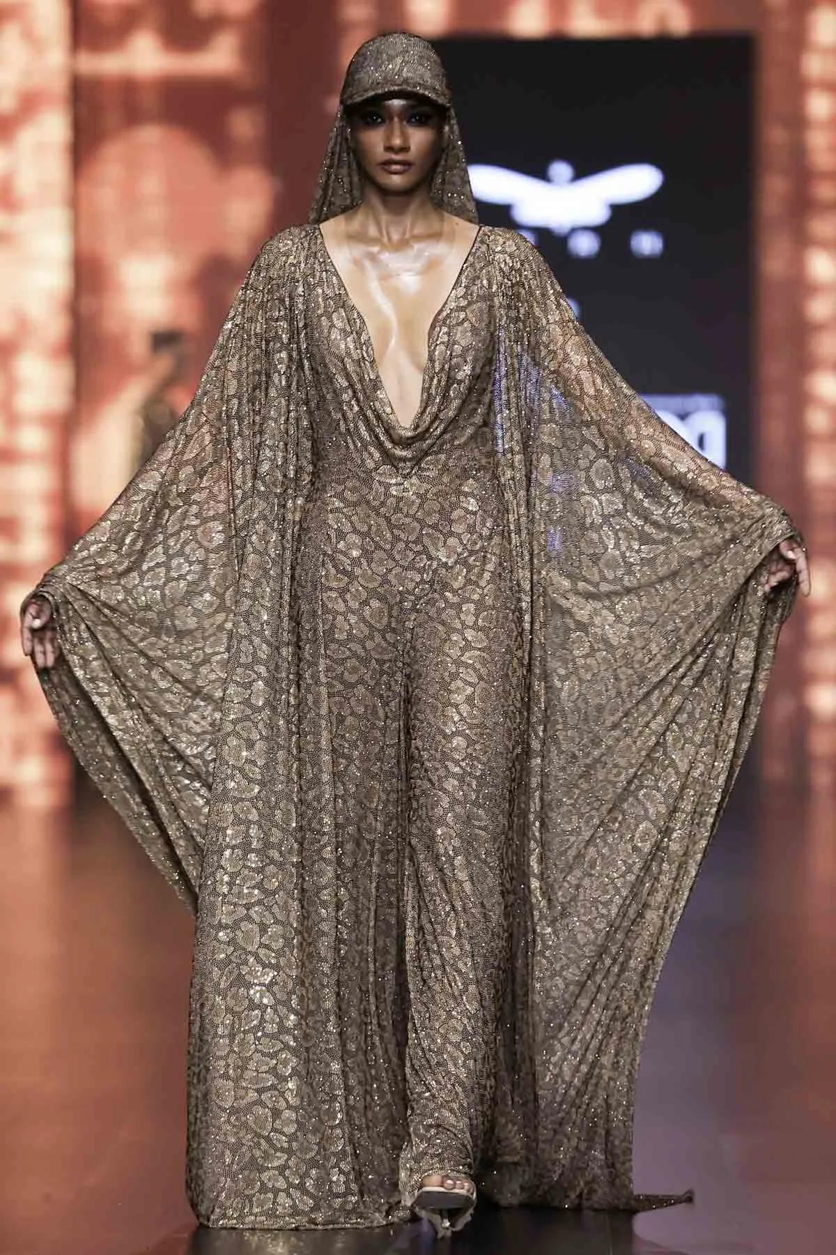 Leopard Crystal Jumpsuit Kaftan