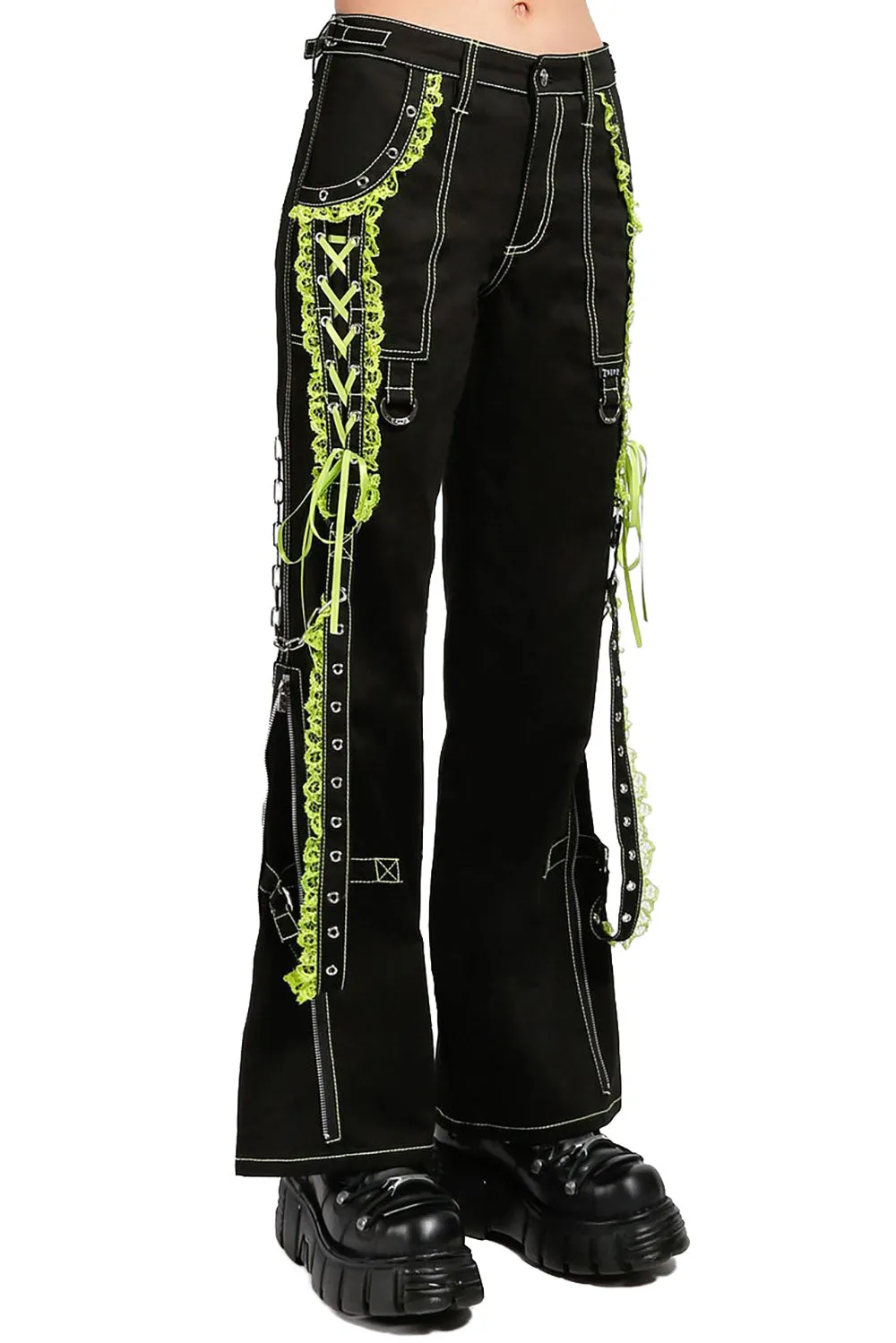 Lolita Dark Street Pants [Black/Lime Green]