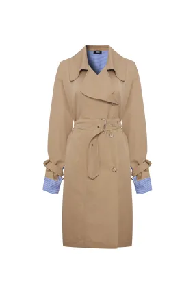 Long Gabardine and Cotton Trenchcoat