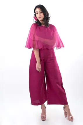 Magenta Embroidered Jumpsuit