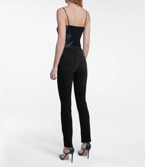 MARI HIGH RISE STRAIGHT BLACK JEAN FRAYED HEM