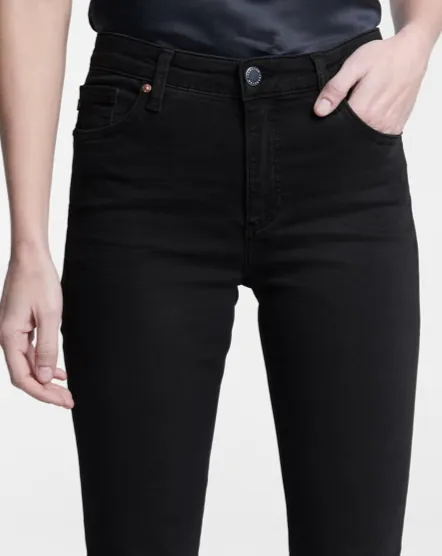 MARI HIGH RISE STRAIGHT BLACK JEAN FRAYED HEM
