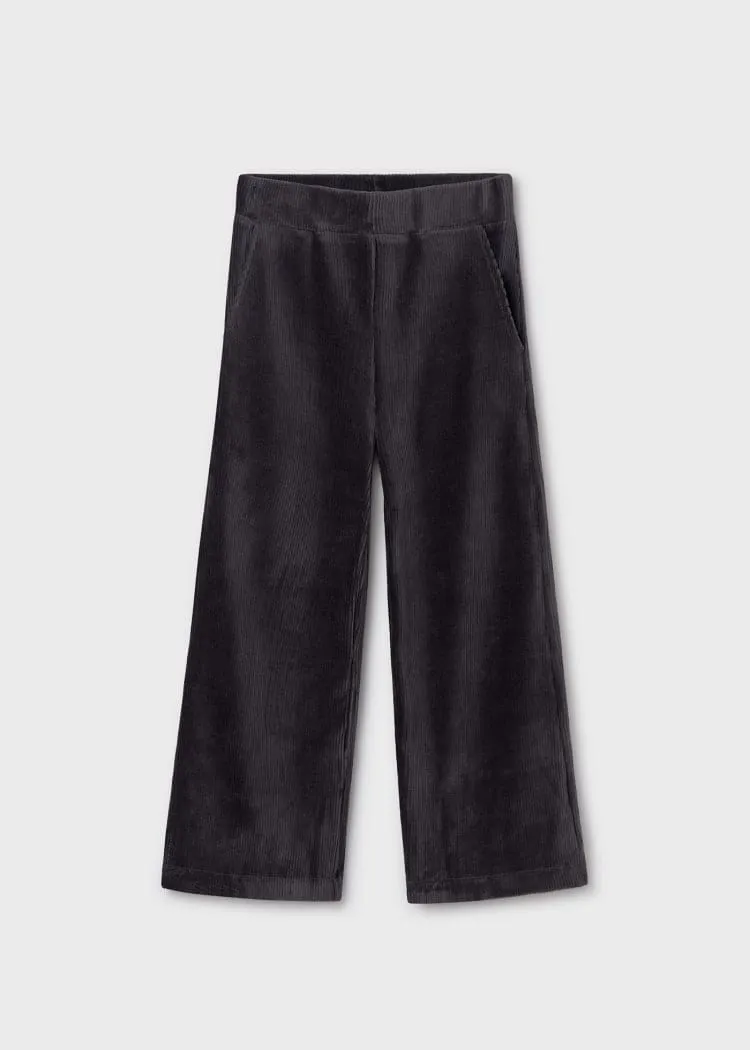 Mayoral Flared Corduroy Knit Pants for Girls in Charcoal