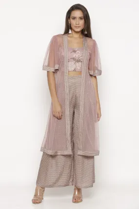 Mellow Rose Crop Top, Palazzo Pants & Jacket