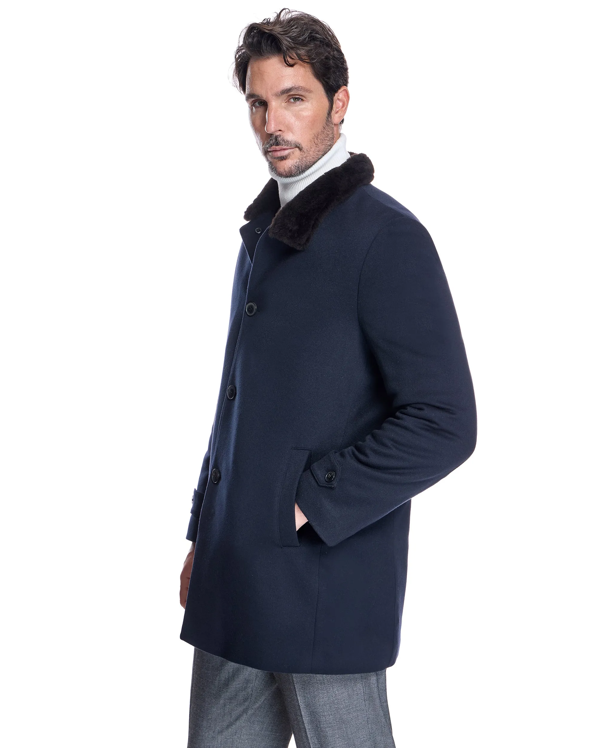 Men's Cashmere Jacket with Nutria Lining