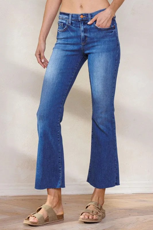Mid Rise Crop Kick Flare Jean