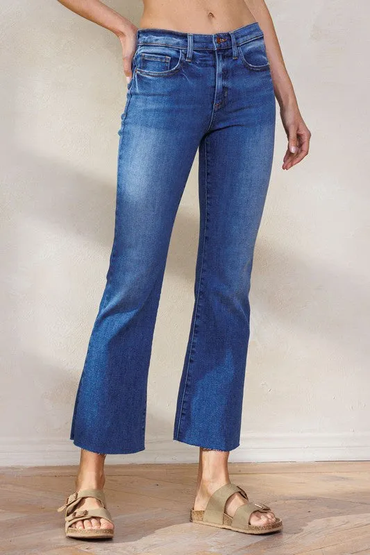 Mid Rise Crop Kick Flare Jean