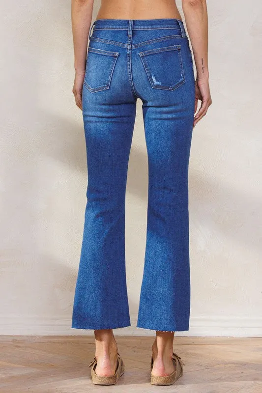 Mid Rise Crop Kick Flare Jean