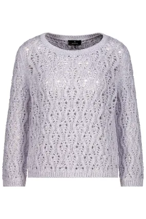 Monari 409293 Ajour   Lurex Pink Round Neck Jumper