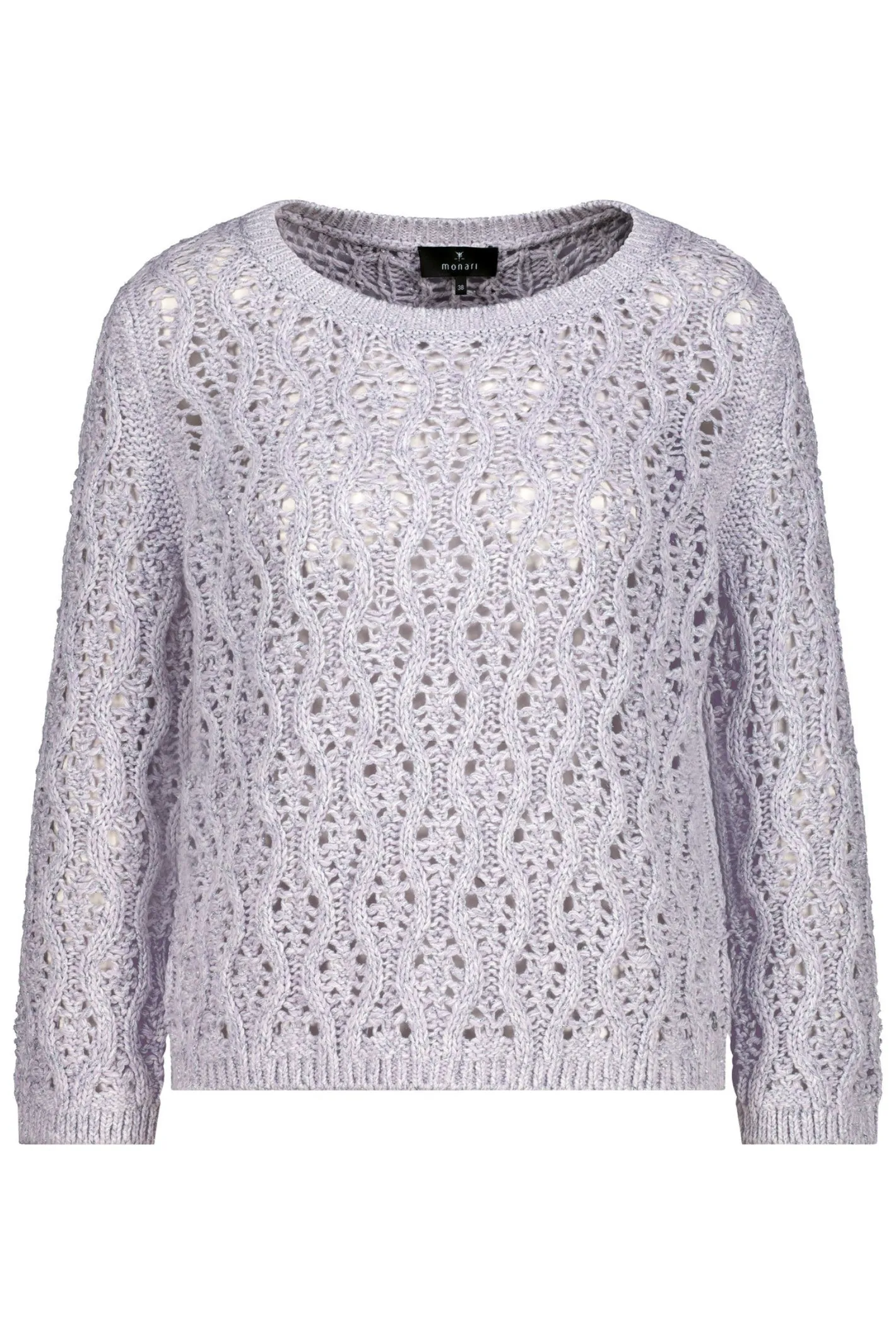 Monari 409293 Ajour   Lurex Pink Round Neck Jumper