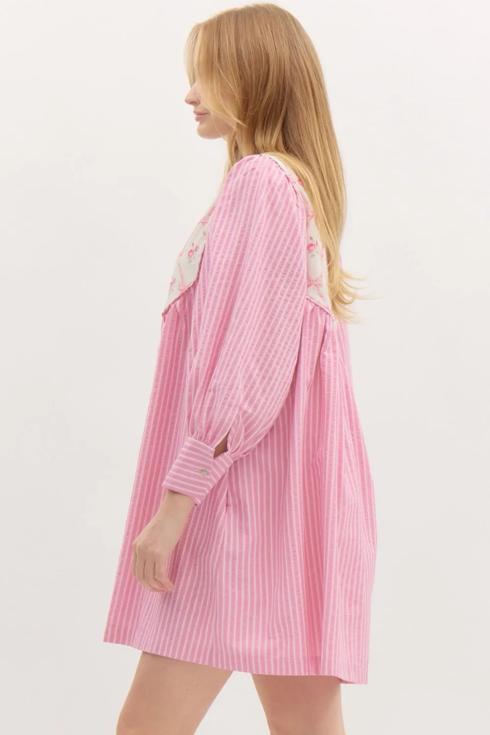 NEWEST ARRIVAL Blue Striped Bow Floral Dress
