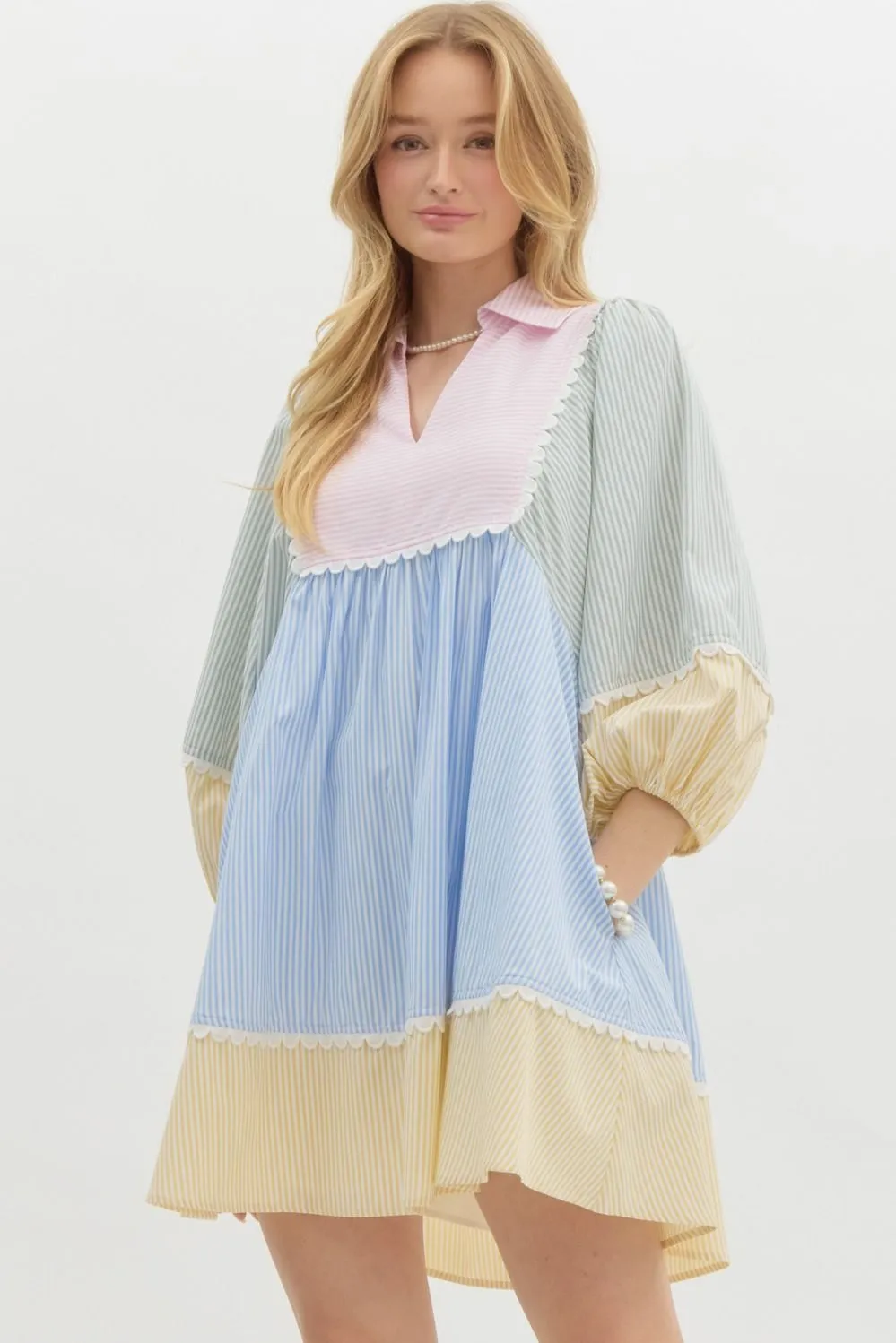 NEWEST ARRIVAL Spring Seersucker Babydoll Dress