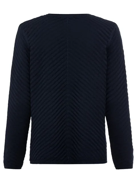 Olsen - Henny - Round Neck Ribbed Navy Jumper