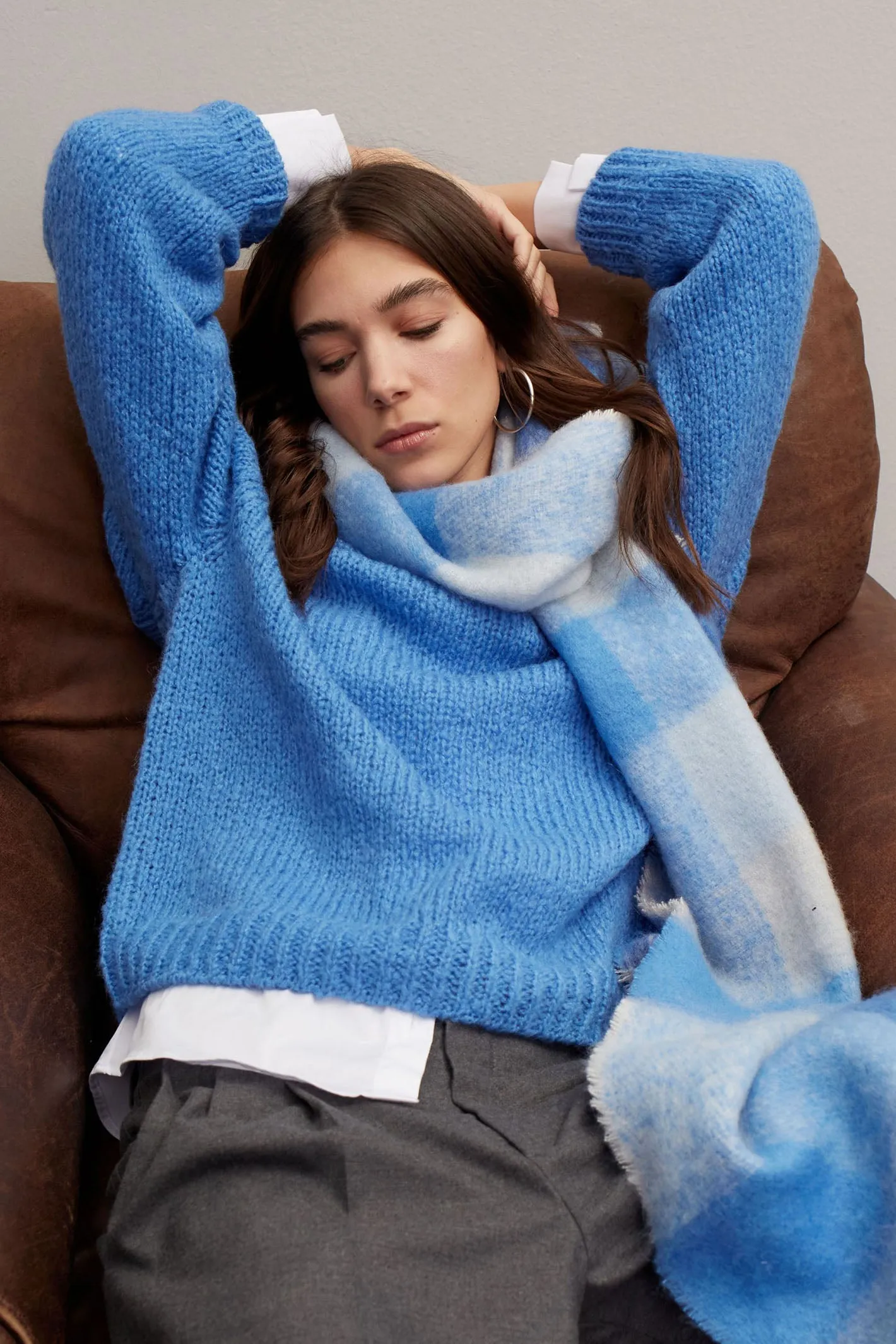 Oui 89927 Cornflower Blue Chunky Knit Jumper