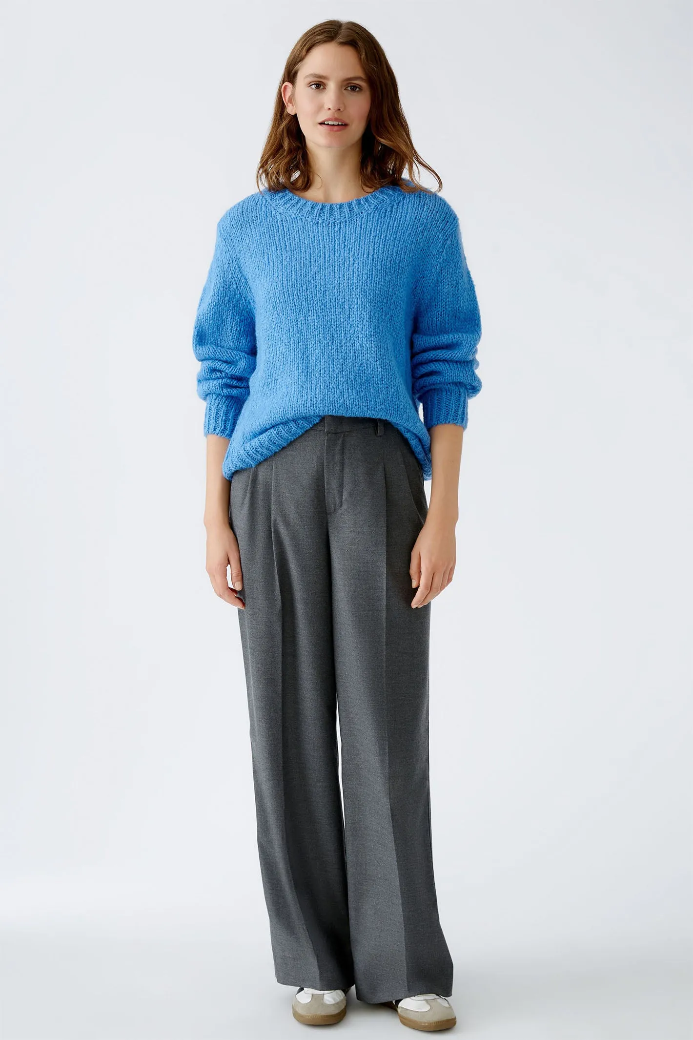 Oui 89927 Cornflower Blue Chunky Knit Jumper