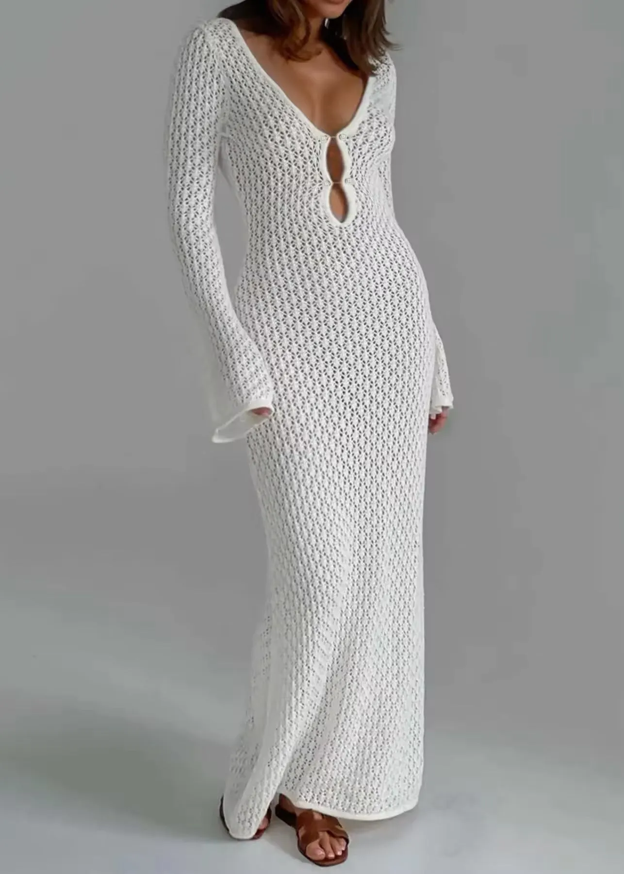 Pelageya Crochet Long-Sleeved Dress