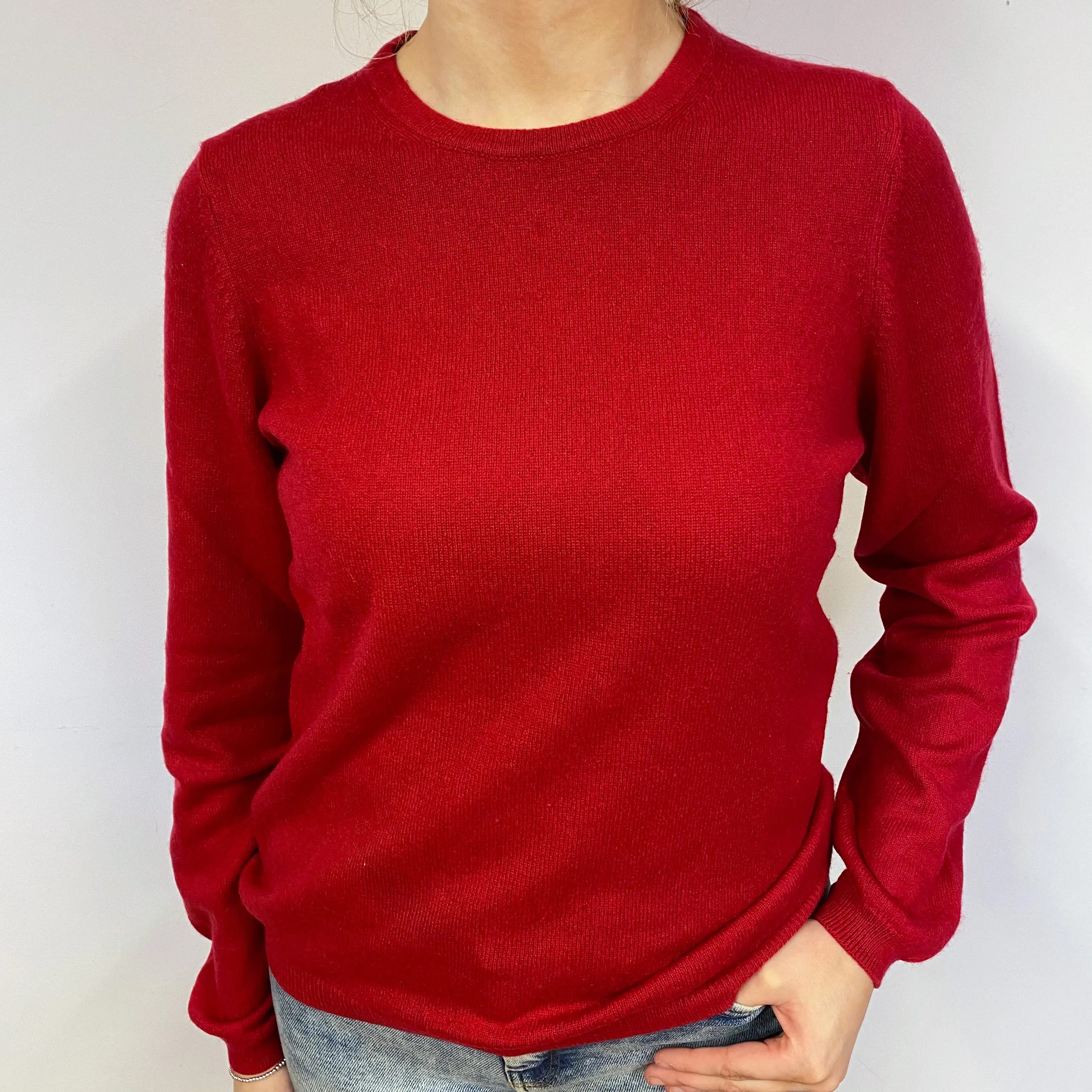 Post Box Red Cashmere Crew Neck Jumper Small