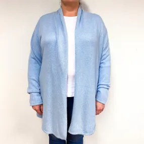 Powder Blue Cashmere Edge-Edge Cardigan Extra Large